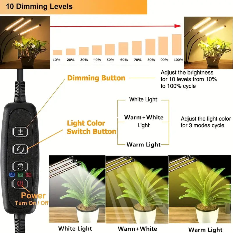 Grow Lights for Seed Starting Auto ON & Off Full Spectrum LED Plant Lights with Timer Garden & Patio - DailySale
