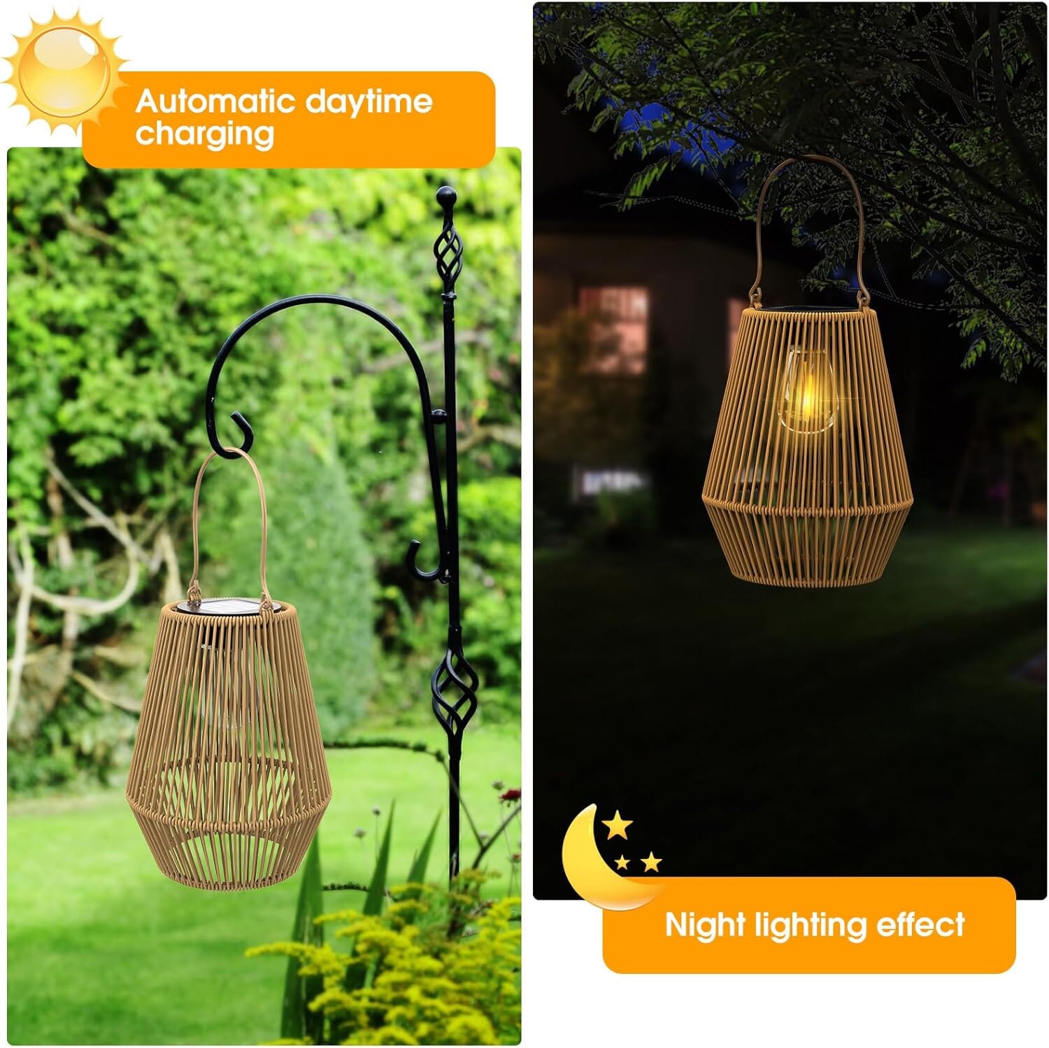 Hanging Solar Woven Lantern Solar Lamp Lights Decoration Outdoor Lighting - DailySale