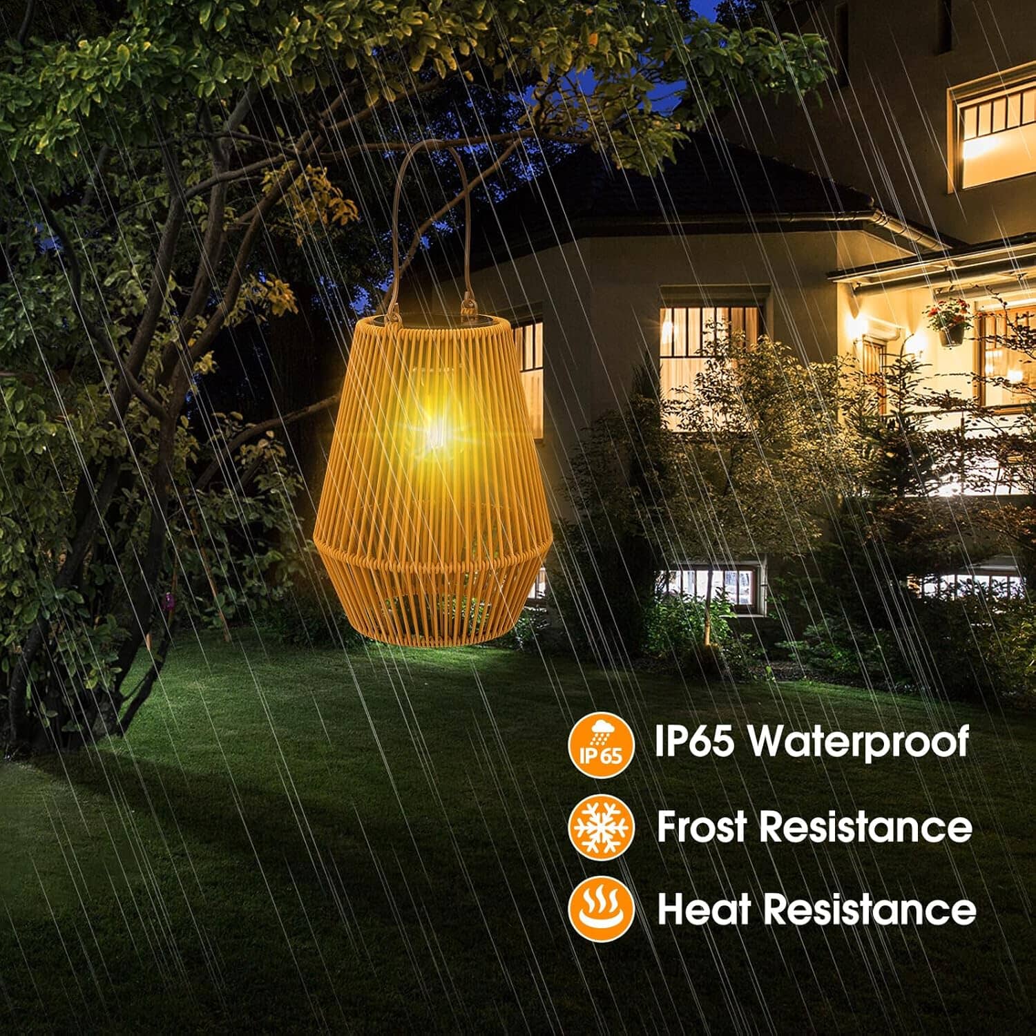 Hanging Solar Woven Lantern Solar Lamp Lights Decoration Outdoor Lighting - DailySale