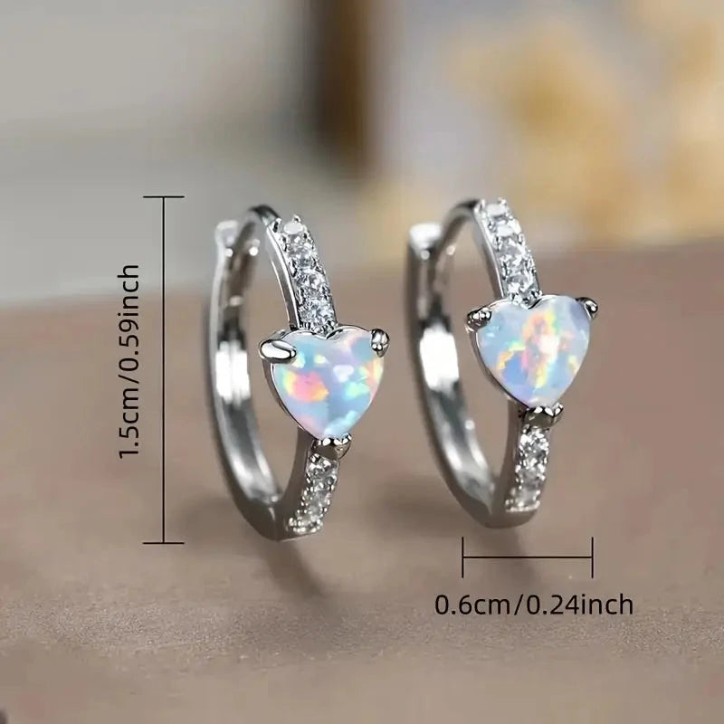 Heart-shaped Synthetic Zirconia Hoop Earrings Earrings - DailySale