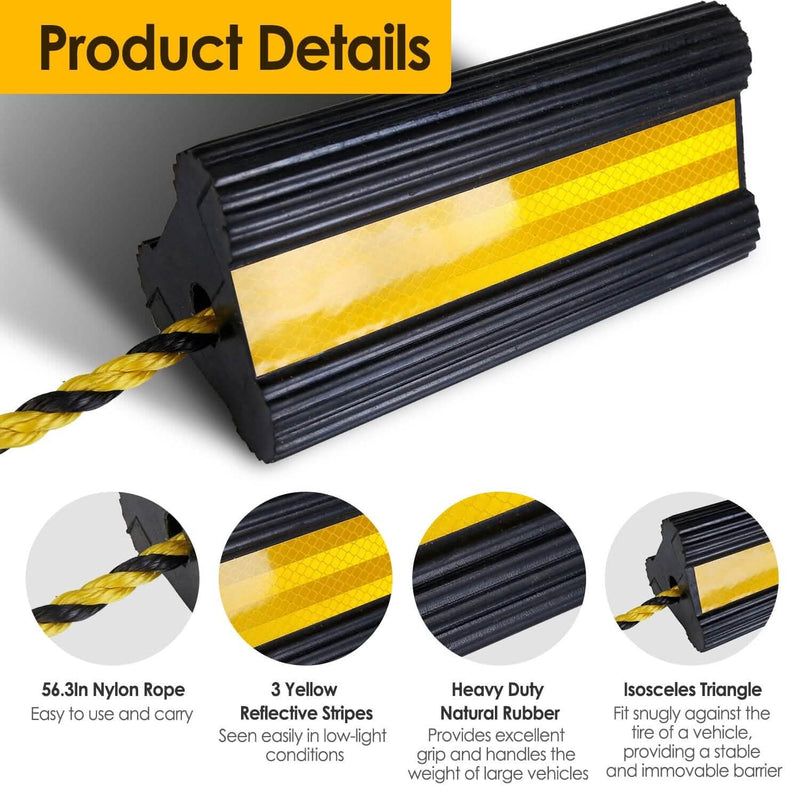 Heavy Duty Rubber Wheel Chocks Automotive - DailySale