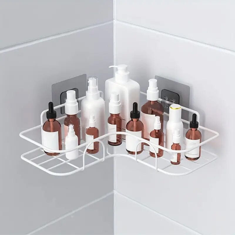 Heavy-Duty Triangle Wall Mounted Shower Caddy Rack Bath White - DailySale