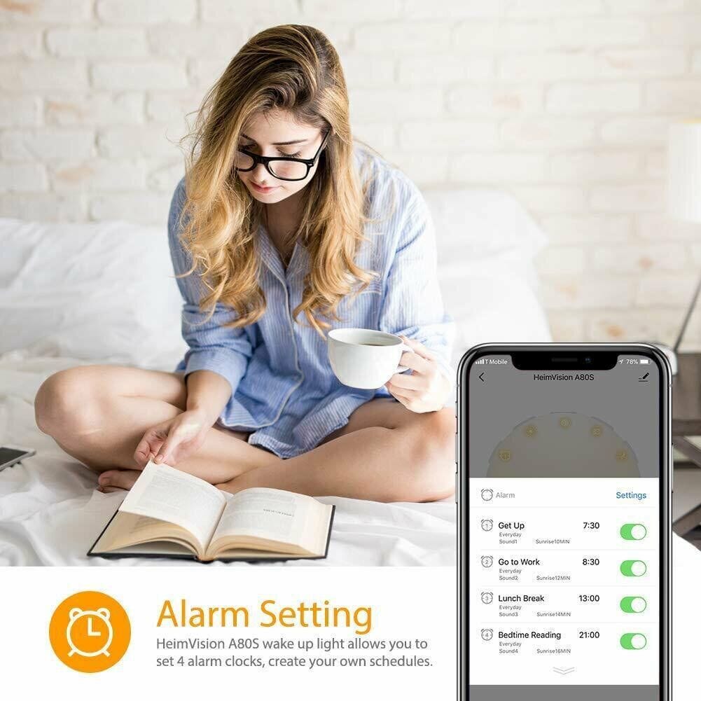 Heimvision A80S Wake Up Light Sunrise Alarm Clock for Adults & Kids, Work with Alexa (White) Indoor Lighting - DailySale