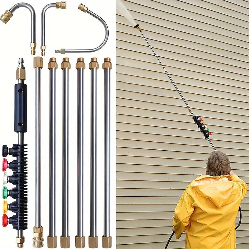 High Pressure Washer Extension Wand, 1/4" Quick Connect Power Washer Lance With 6 Nozzle Tips Home Improvement - DailySale