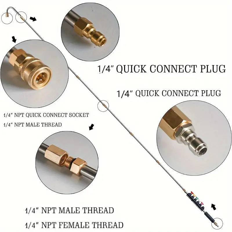 High Pressure Washer Extension Wand, 1/4" Quick Connect Power Washer Lance With 6 Nozzle Tips Home Improvement - DailySale