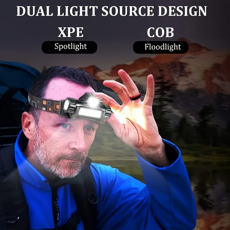 Dual light source headlamp with XPE spotlight and COB floodlight
