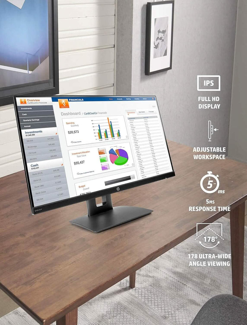 HP 23.8” VH240a IPS FHD LED Monitor HDMI VGA Speakers (Refurbished) Computer Accessories - DailySale