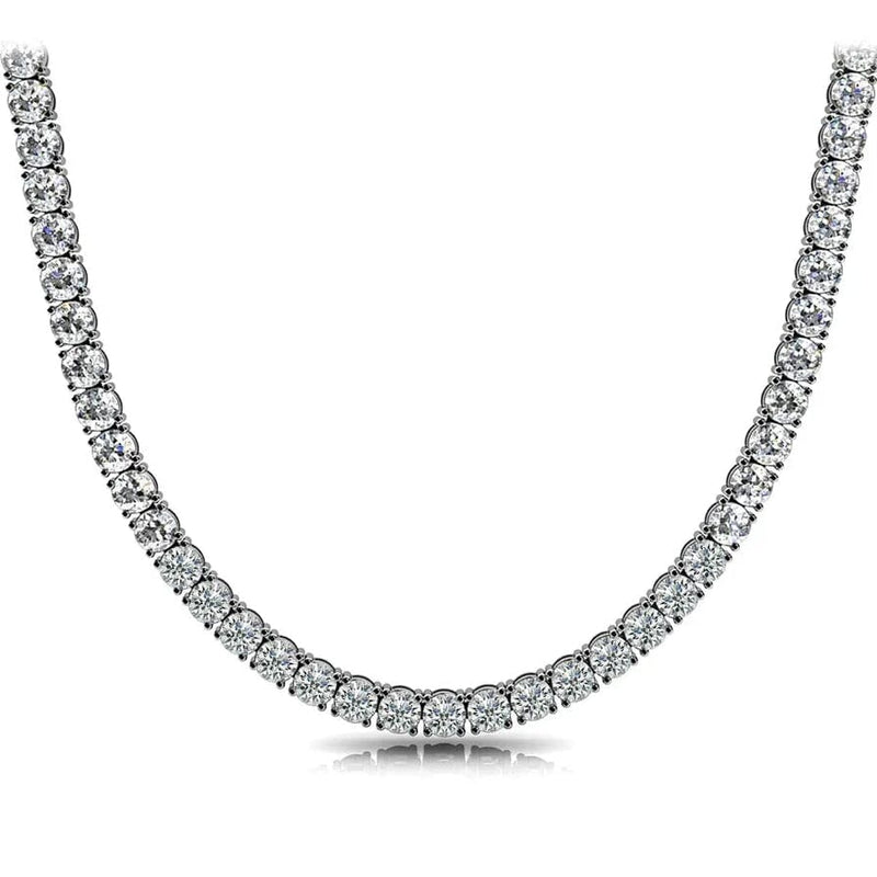 Huge 23 Ct TW Round Cut Natural Diamond Tennis Necklace 14K White Gold 18" Necklaces - DailySale