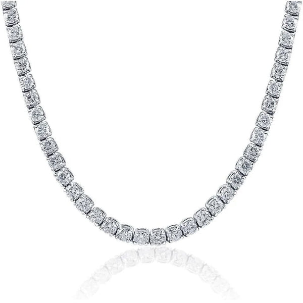 Huge 23 Ct TW Round Cut Natural Diamond Tennis Necklace 14K White Gold 18" Necklaces - DailySale