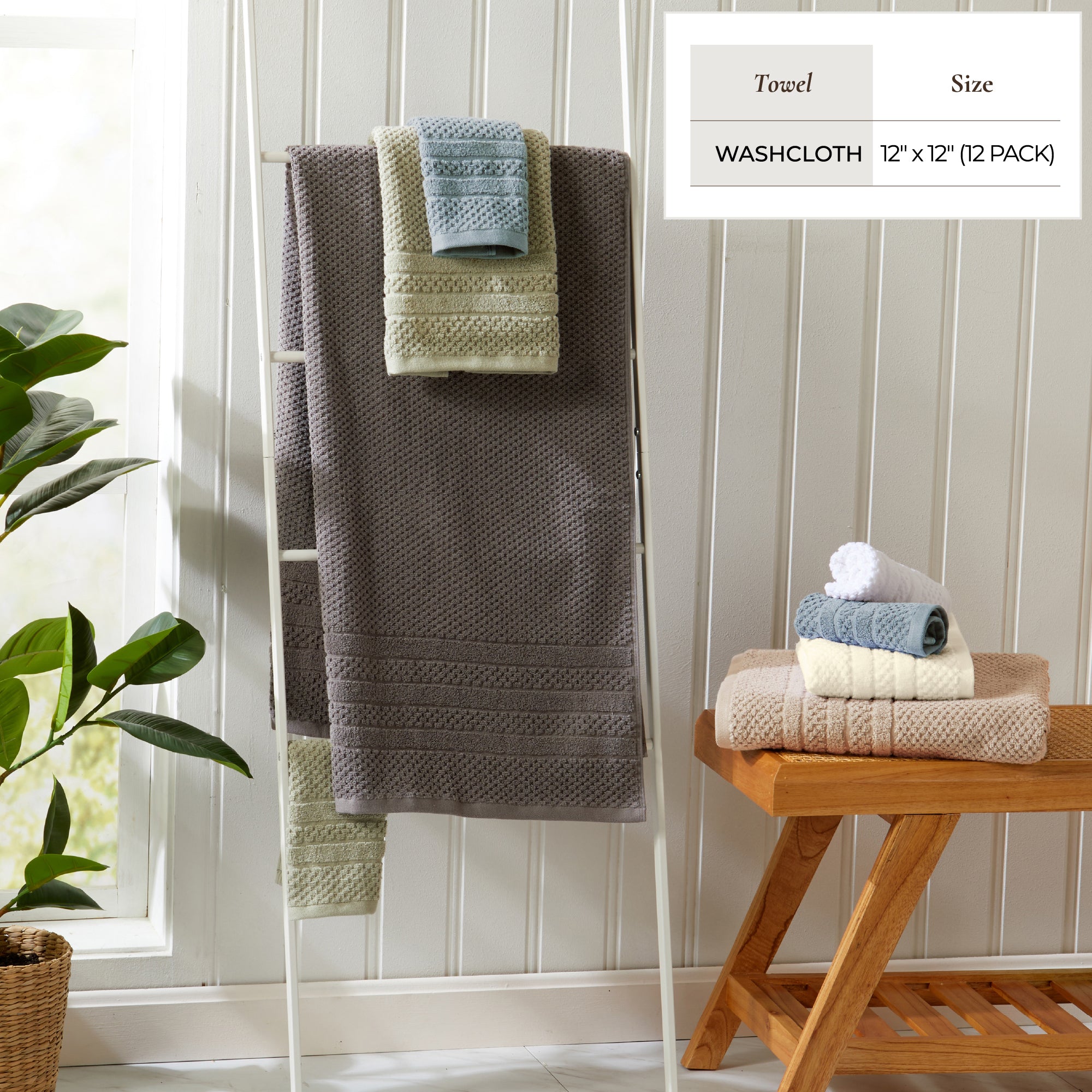 100% Cotton Checkered Jacquard Bath Towel Set - Giuliana Collection