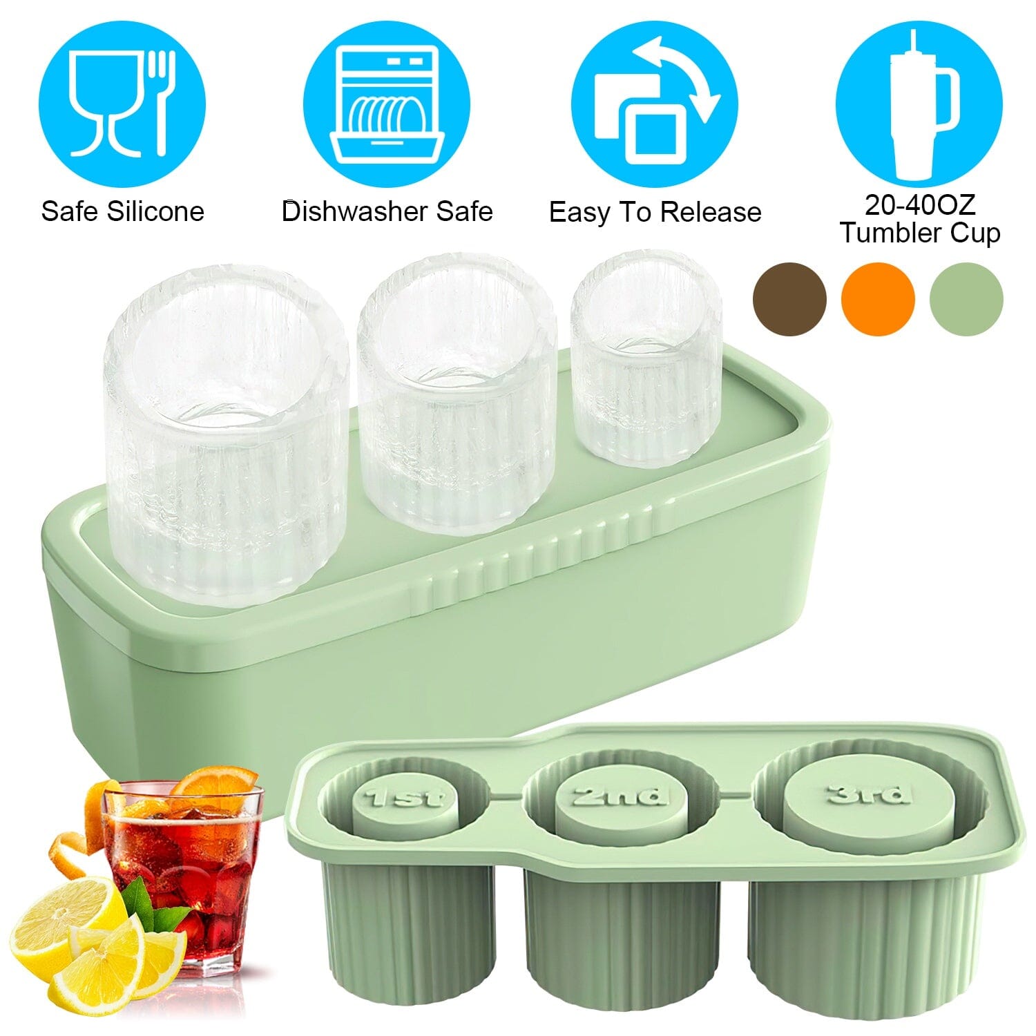 Ice Cube Tray Fit For 20oz/30oz/40oz Stanley Cup Easy Release Silicone Hallow Cylinder Kitchen Tools & Gadgets - DailySale