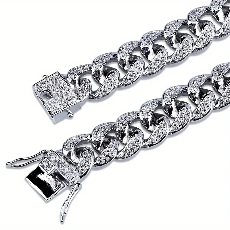 Iced Out Hip Hop Zircon Cuban Chain Bracelet for Men Bracelets - DailySale