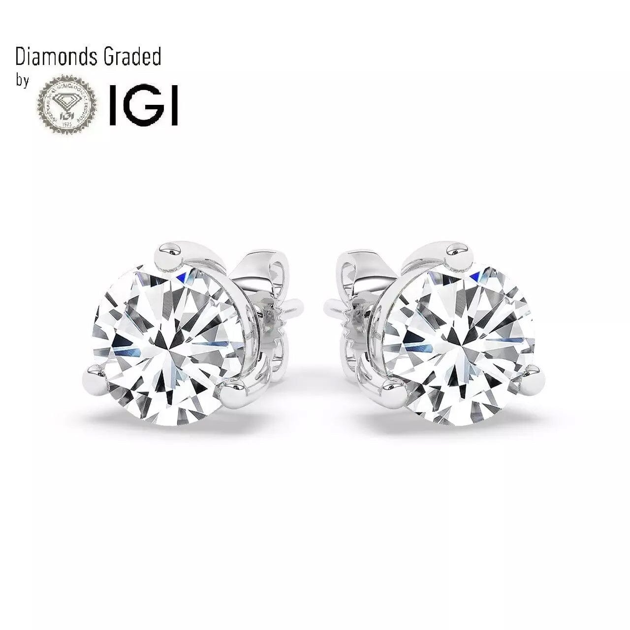 IGI, F/VS1, 3 CT Solitaire Lab-Grown Round Diamond Studs Earring 950 Platinum Earrings - DailySale