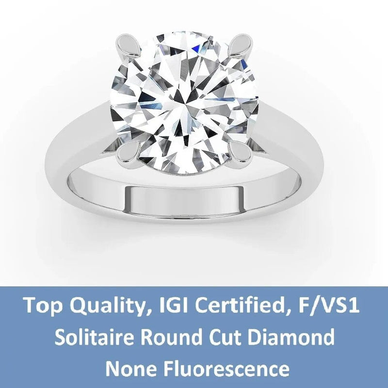 IGI, F/VS1, 5CT Solitaire Lab-Grown Round Diamond Engagement Ring 18K White Gold Rings - DailySale