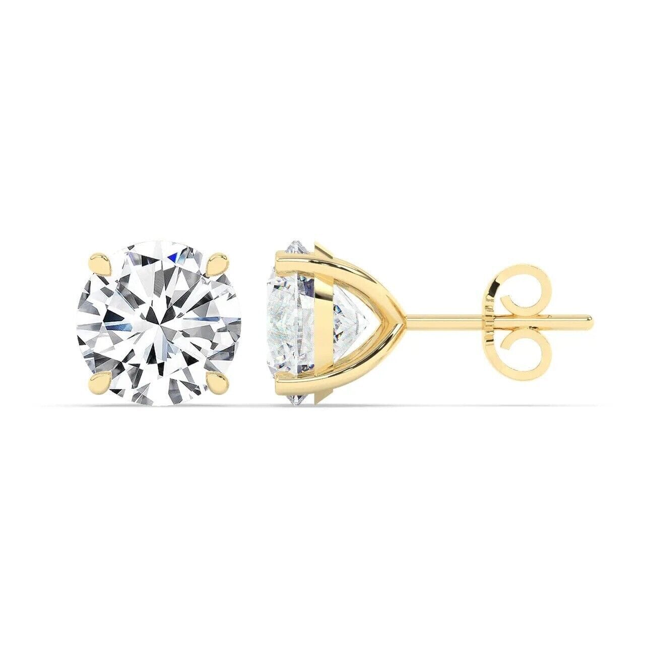 IGI,F/VS1 ,2 CT Solitaire Lab-Grown Round Diamond Studs Earring, 18K Yellow Gold Earrings - DailySale