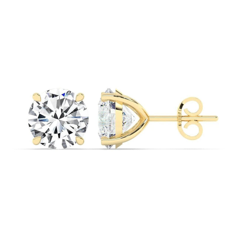 IGI,F/VS1 ,2 CT Solitaire Lab-Grown Round Diamond Studs Earring, 18K Yellow Gold Earrings - DailySale