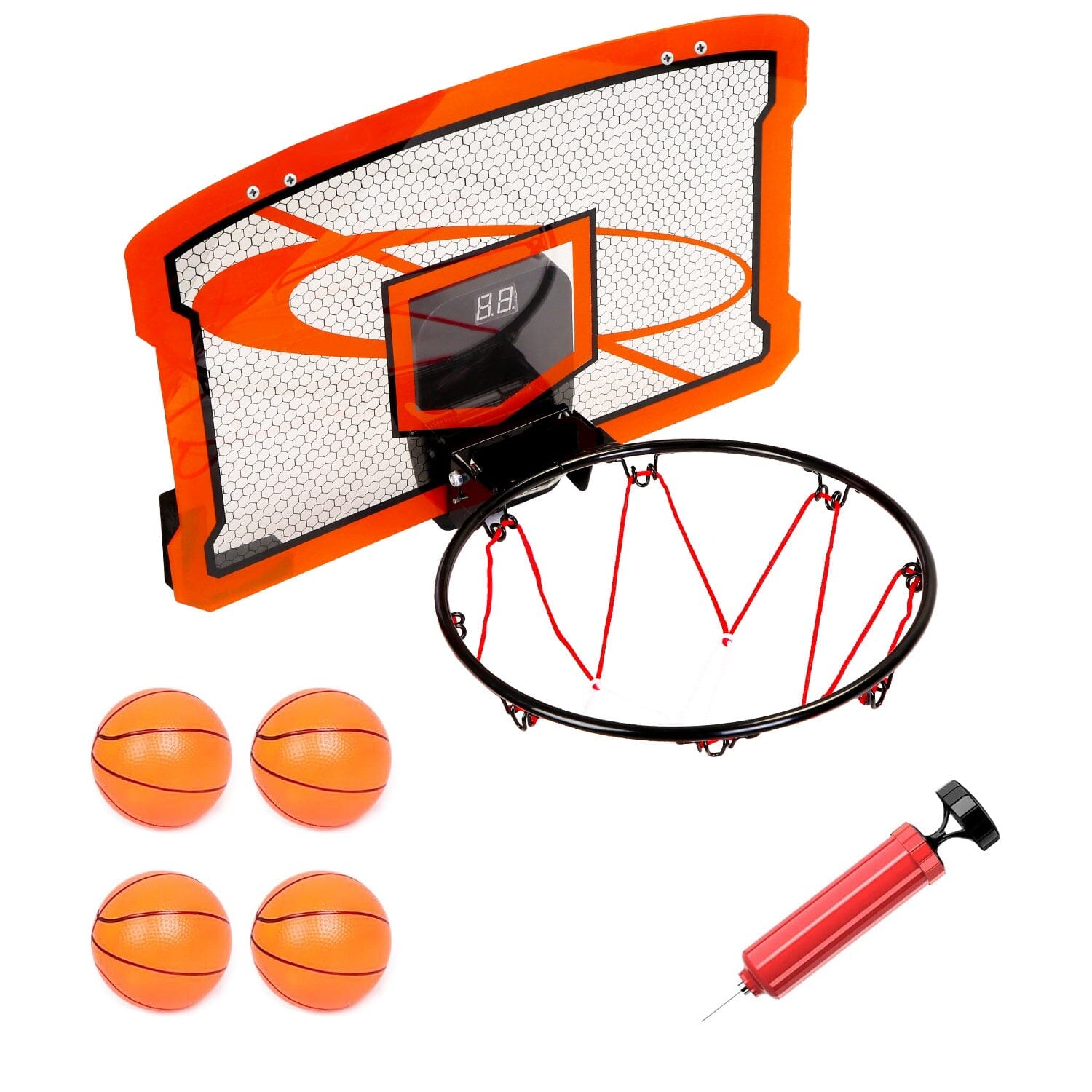 Indoor Mini Basketball Hoop Set with 4 Inflatable Balls Electric Audio Scorer Toys & Games - DailySale