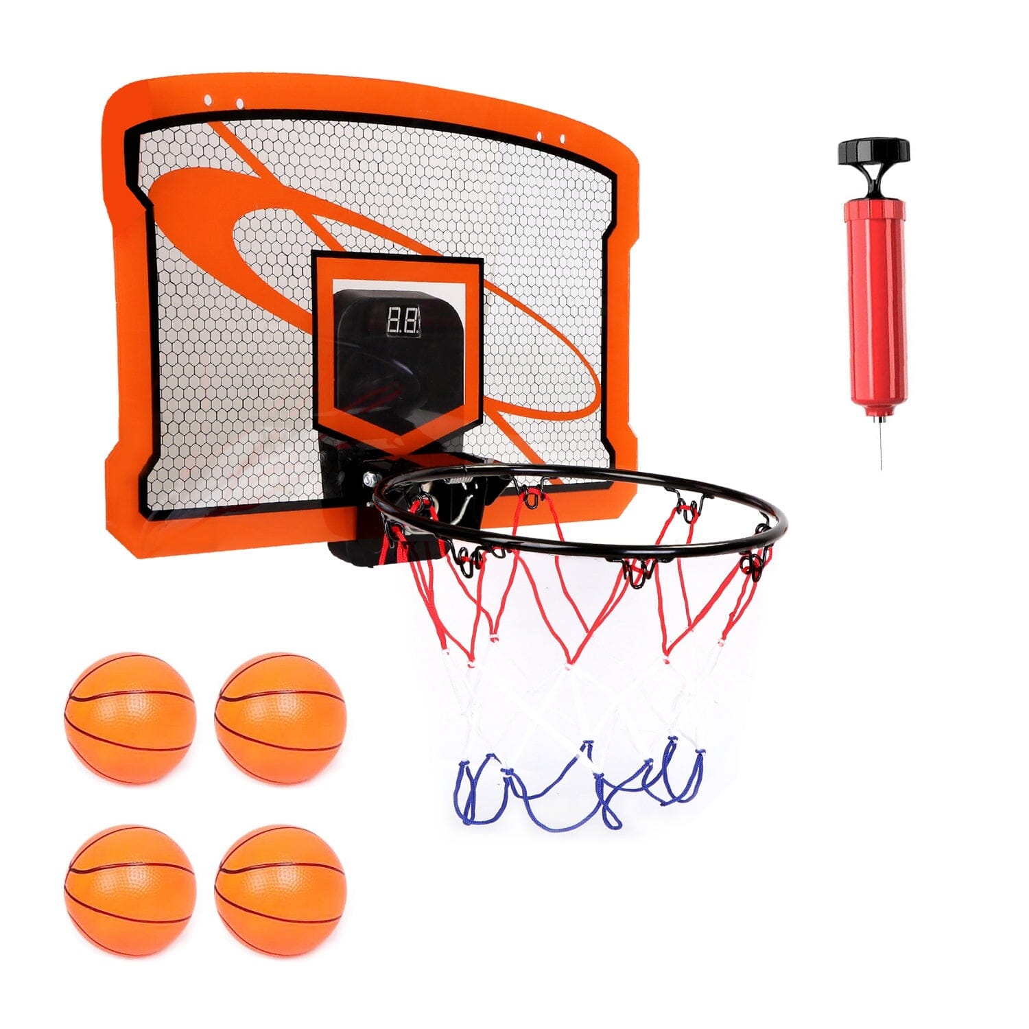 Indoor Mini Basketball Hoop Set with 4 Inflatable Balls Electric Audio Scorer Toys & Games - DailySale