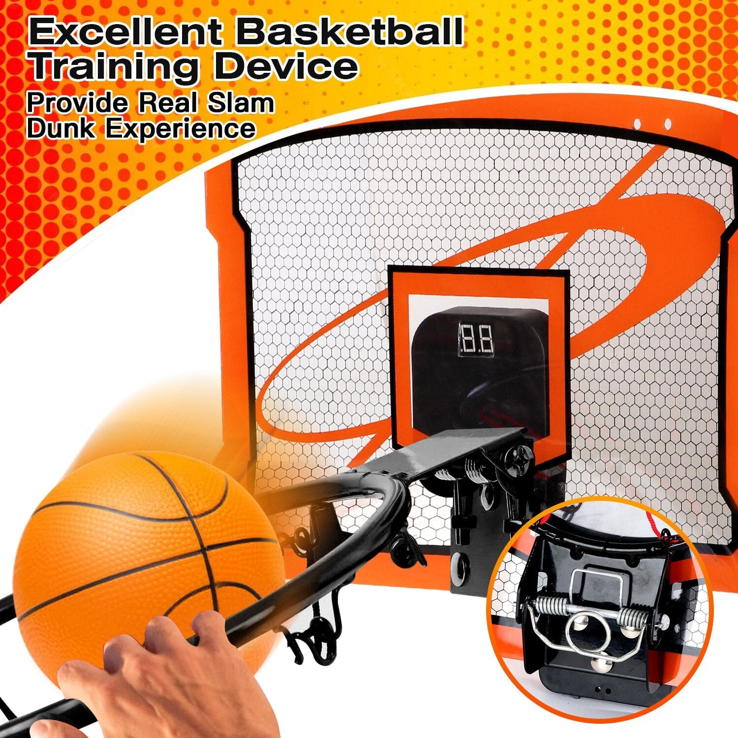 Indoor Mini Basketball Hoop Set with 4 Inflatable Balls Electric Audio Scorer Toys & Games - DailySale