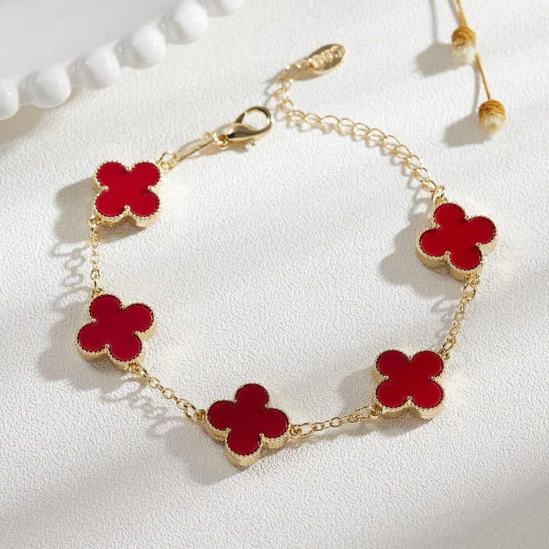 Inspired 18kt Goldtone Four Cleaf Bracelet Bracelets Fuchsia - DailySale