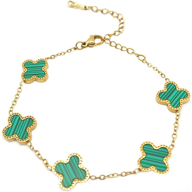 Inspired 18kt Goldtone Four Cleaf Bracelet Bracelets Light Green - DailySale