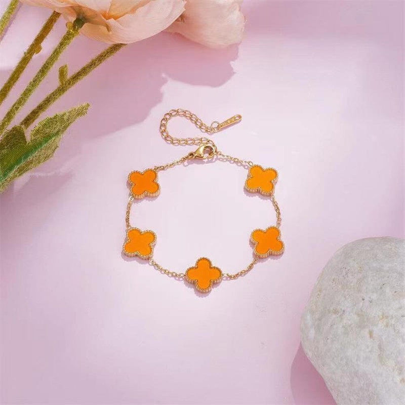 Inspired 18kt Goldtone Four Cleaf Bracelet Bracelets Orange - DailySale