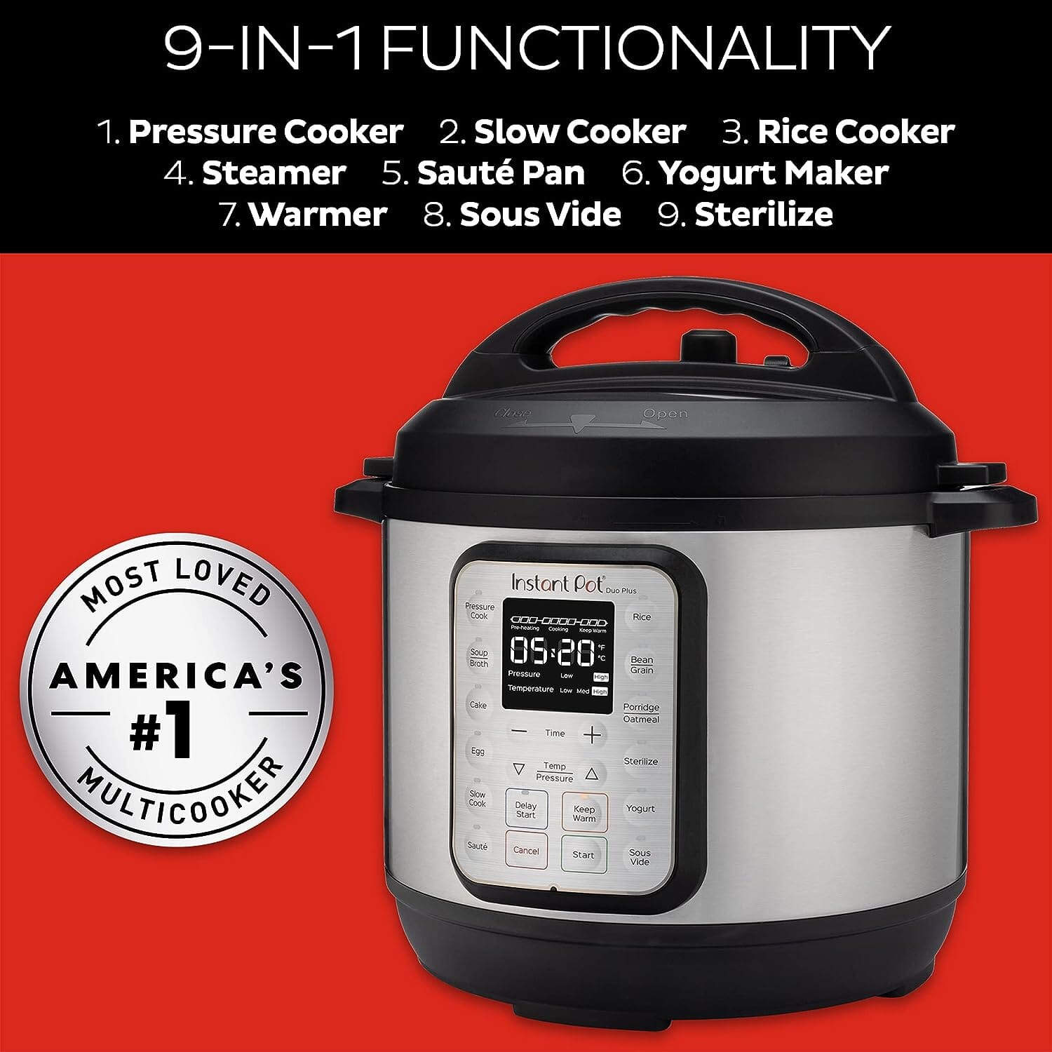 Instant Pot DUO Plus 6qt 9-in-1 Multi- Use Programmable Slow Cooker Kitchen Appliances - DailySale