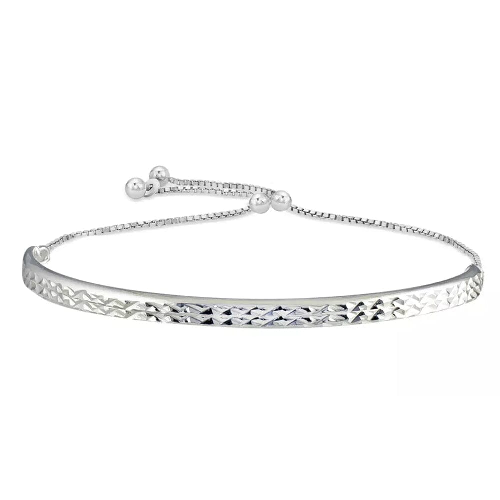 Italian Solid Sterling Silver Adjustable Bangle Bracelet Bracelets - DailySale