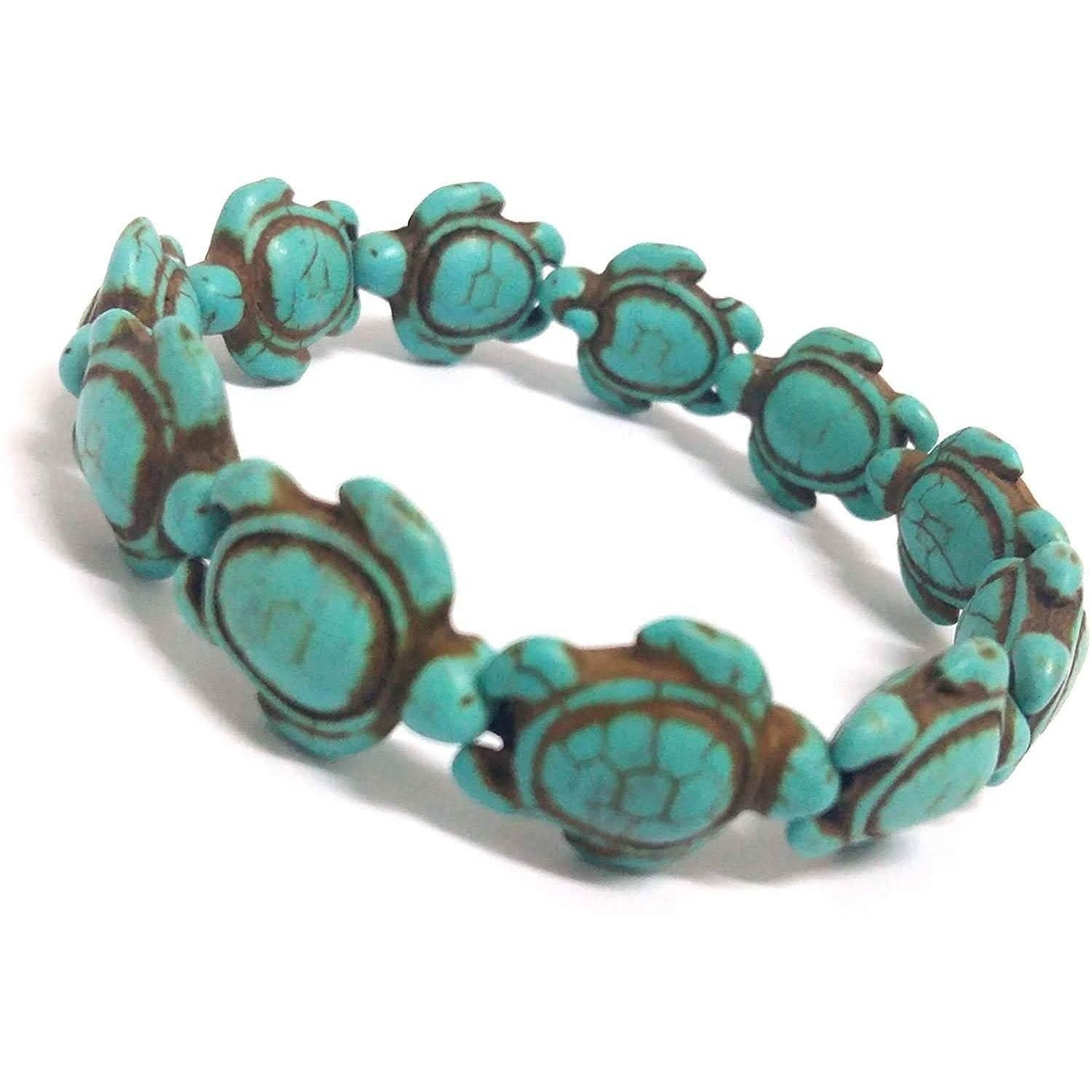 Turquoise sea turtle bracelet detail