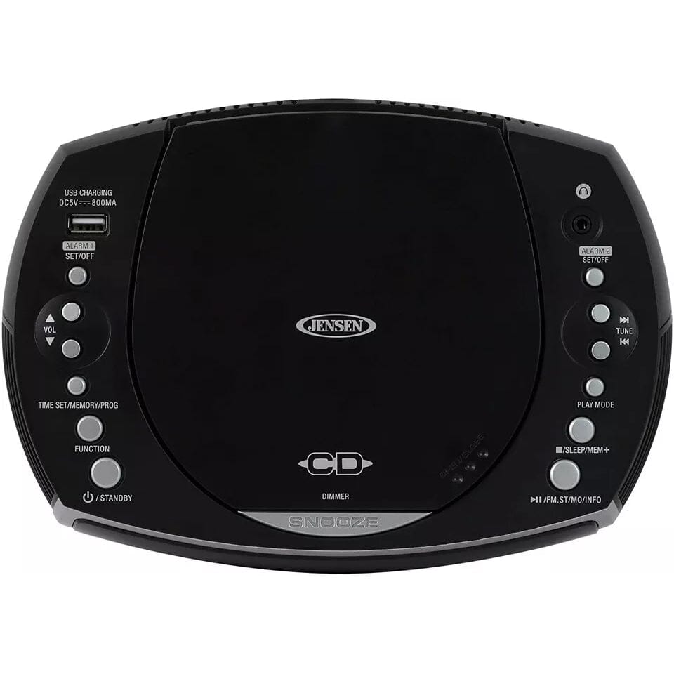 Jensen JCR-322 Modern Home CD Tabletop AM/FM Radio CD Player Dual Alarm Clock (Refurbished) Speakers - DailySale