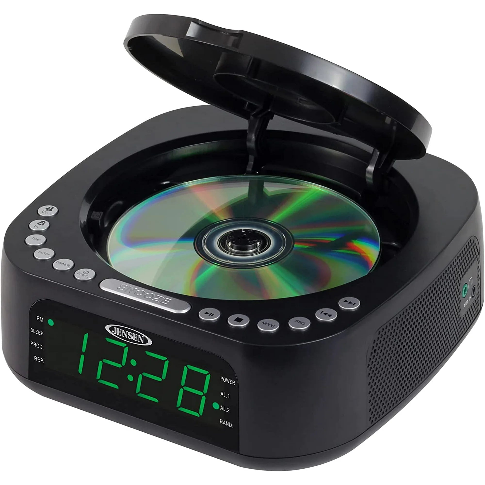 Jensen JCR-375 BLK Green LED CD/MP3 Clock Radio USB charge (Black) Household Appliances - DailySale