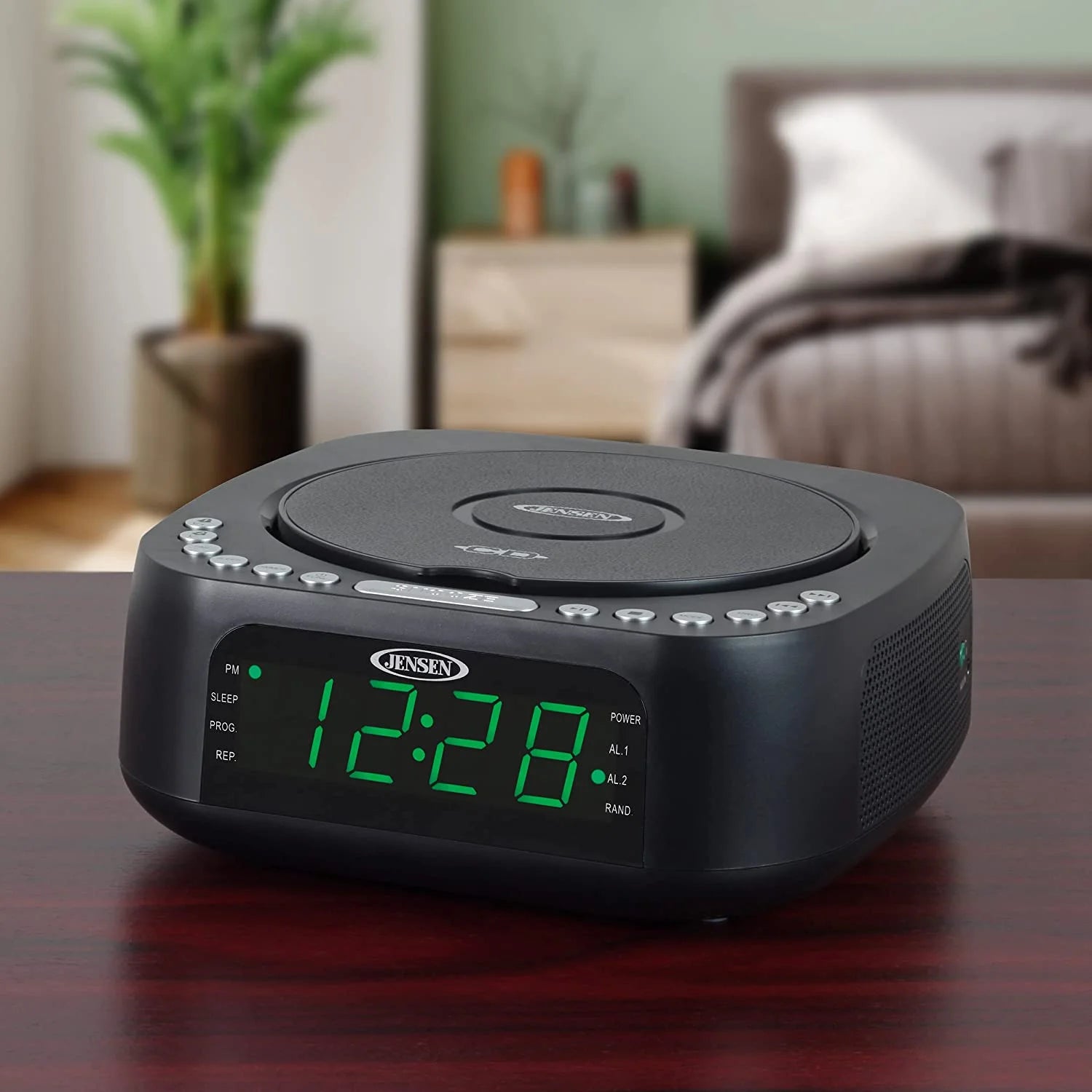 Jensen JCR-375 BLK Green LED CD/MP3 Clock Radio USB charge (Black) Household Appliances - DailySale