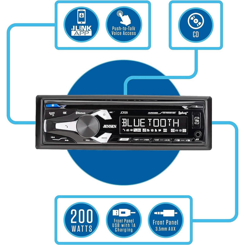 Jensen JCR311 10 Character LCD Single DIN Car Stereo Radio CD Player Automotive - DailySale