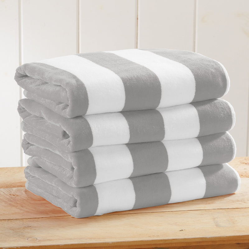 Cotton Velour Cabana Stripe Beach Towel - Novia Collection