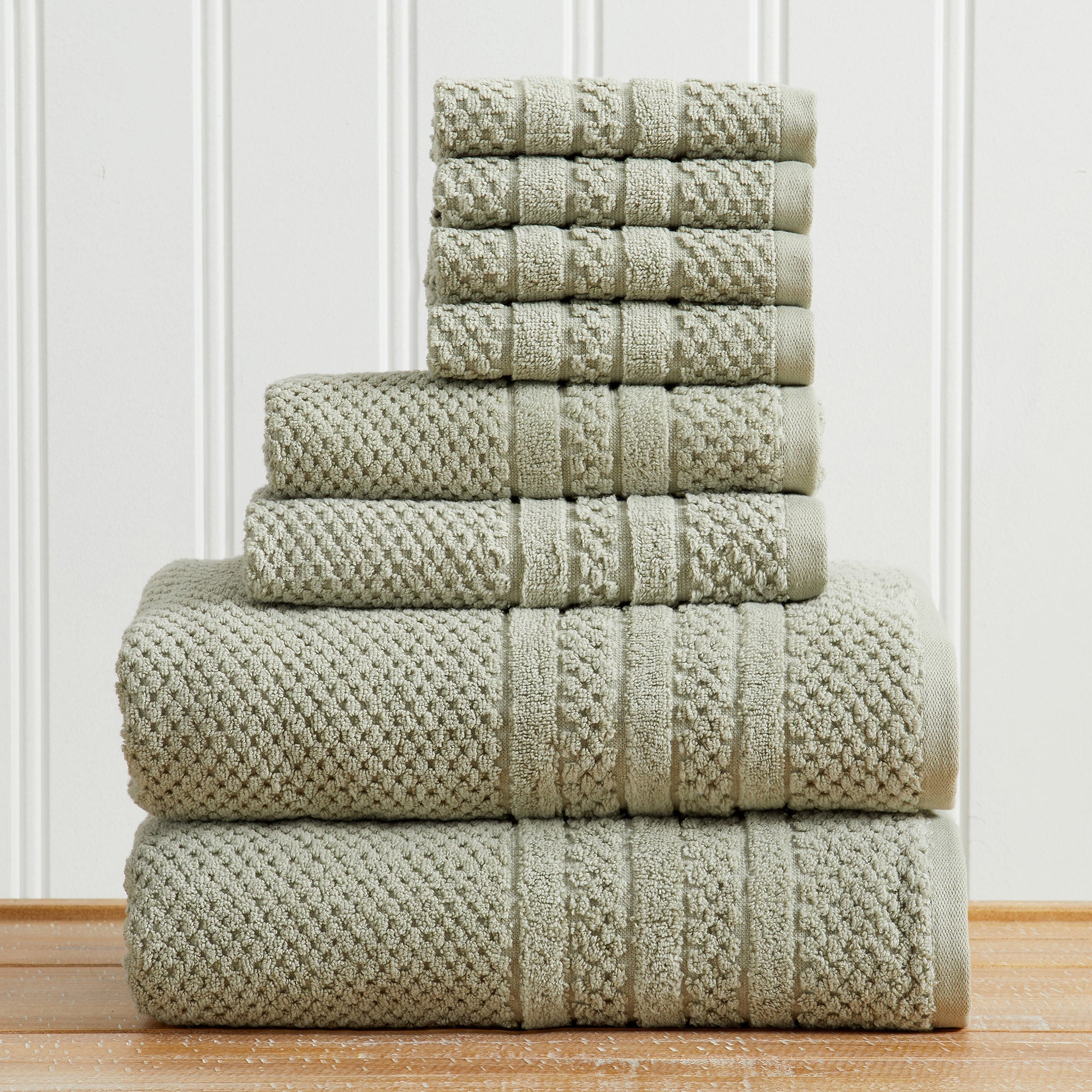 100% Cotton Checkered Jacquard Bath Towel Set - Giuliana Collection