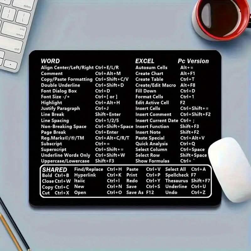 Keyboard Shortcuts Mouse Pad for Microsoft Word and Excel | DailySale