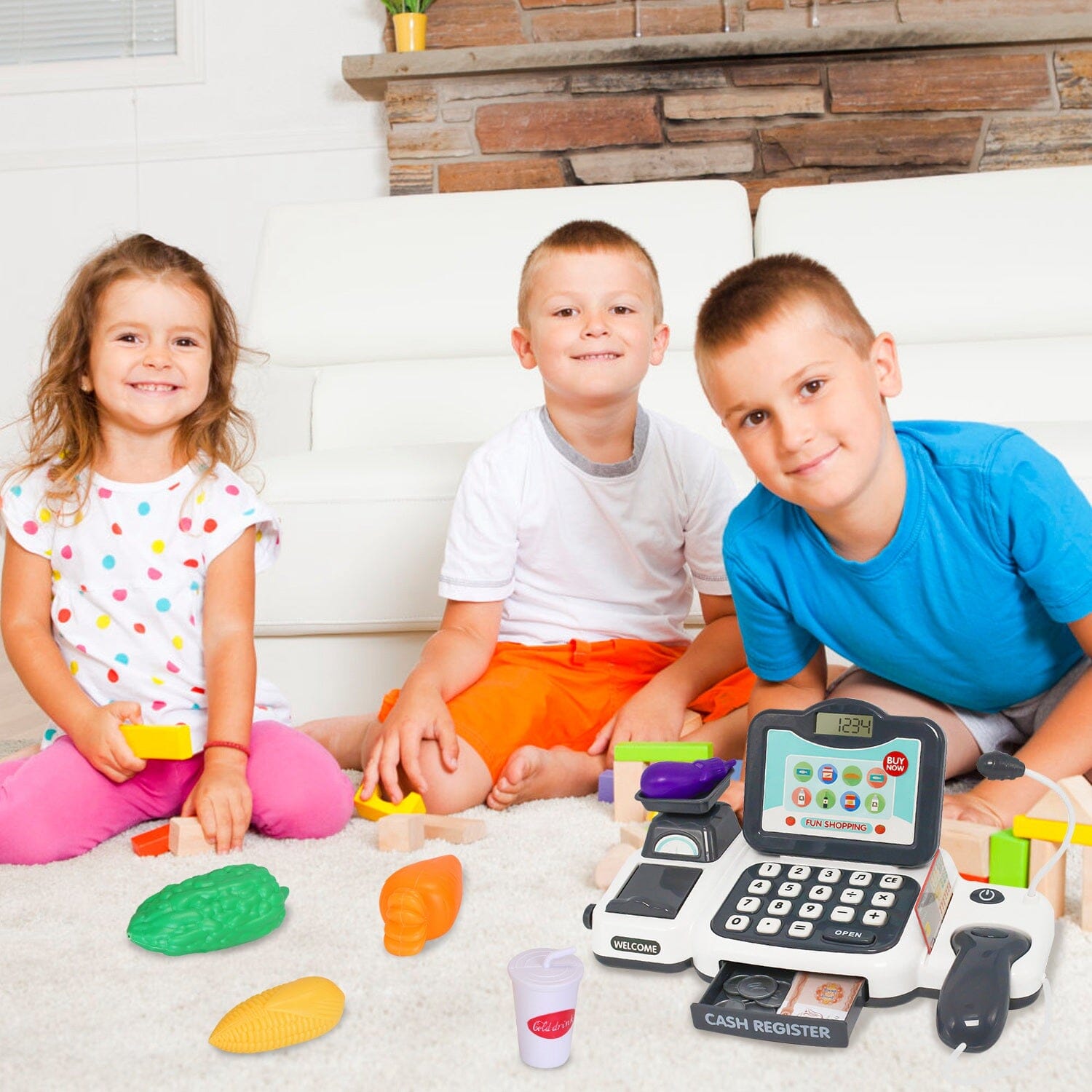 Kids Cash Register Pretend Play Cashier Toy with Scanner Calculator Toys & Games - DailySale