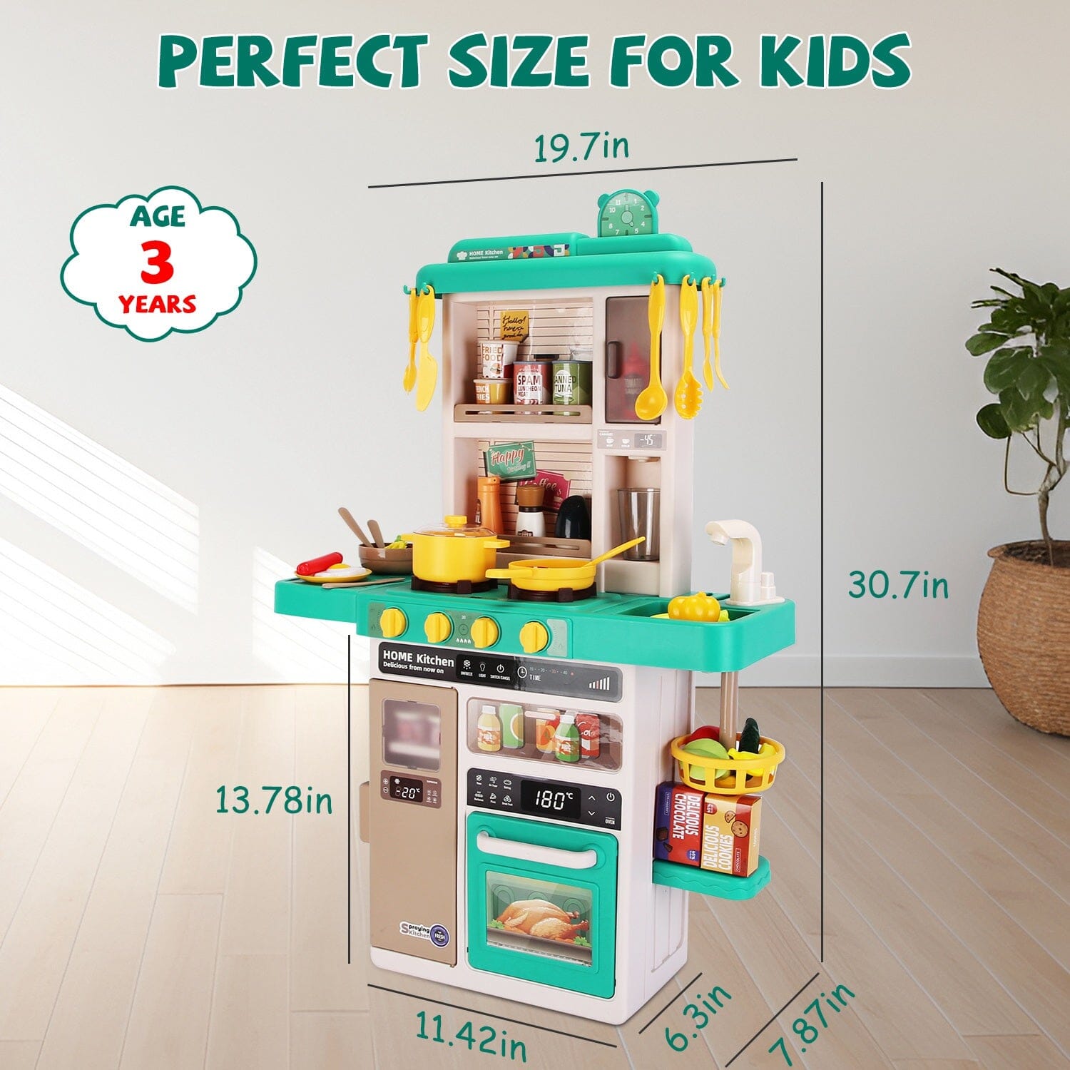 Kids Kitchen Play Set Interactive Pretend Kitchen Toys Cookware Toys & Games - DailySale