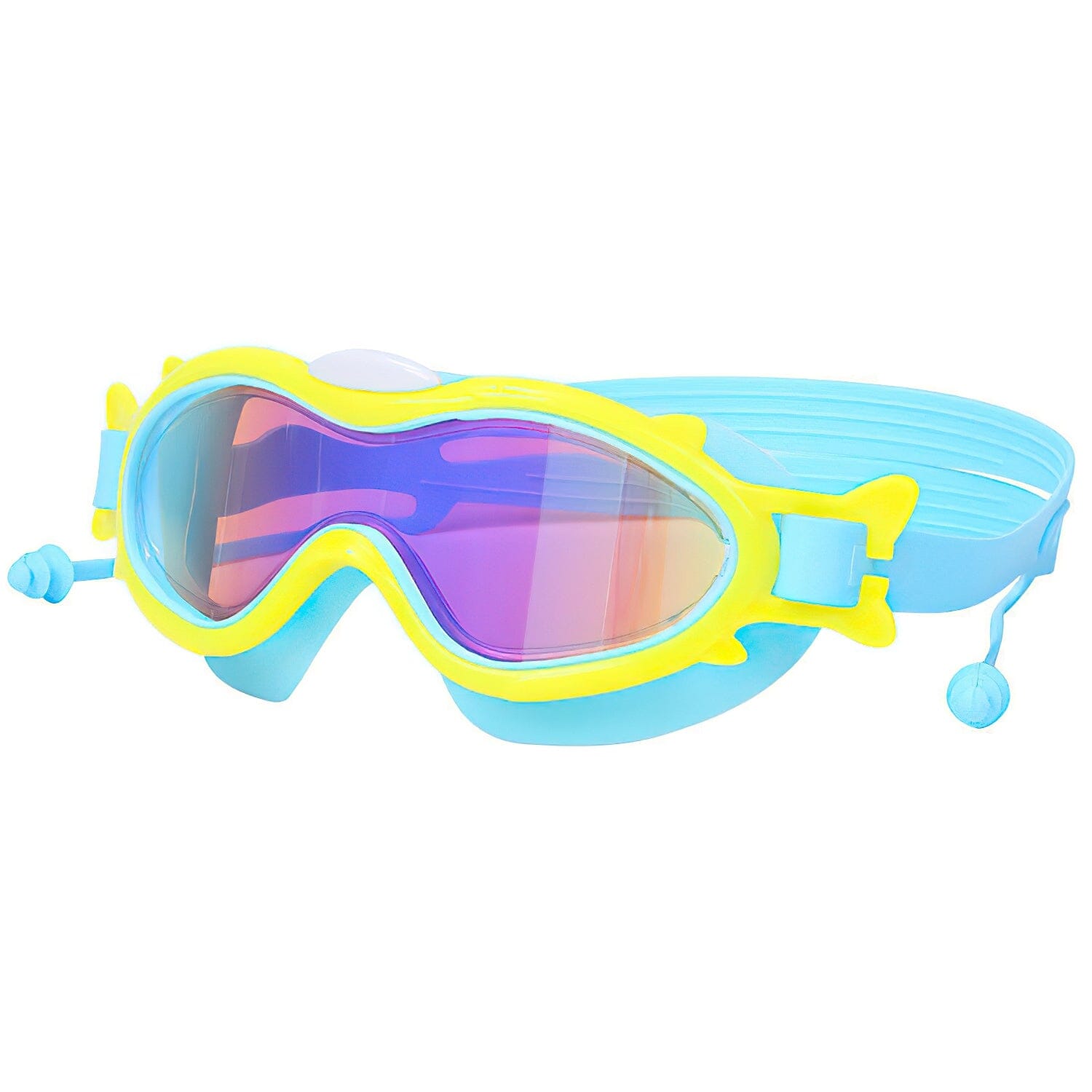 Kids Swim Goggles with Ear Plugs UV Protection Anti-Fog Leak Proof Sports & Outdoors Blue/Yellow - DailySale