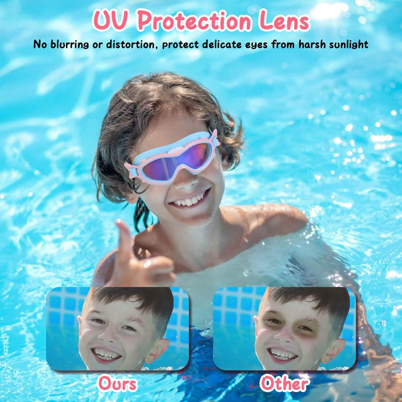 Kids Swim Goggles with Ear Plugs UV Protection Anti-Fog Leak Proof Sports & Outdoors - DailySale