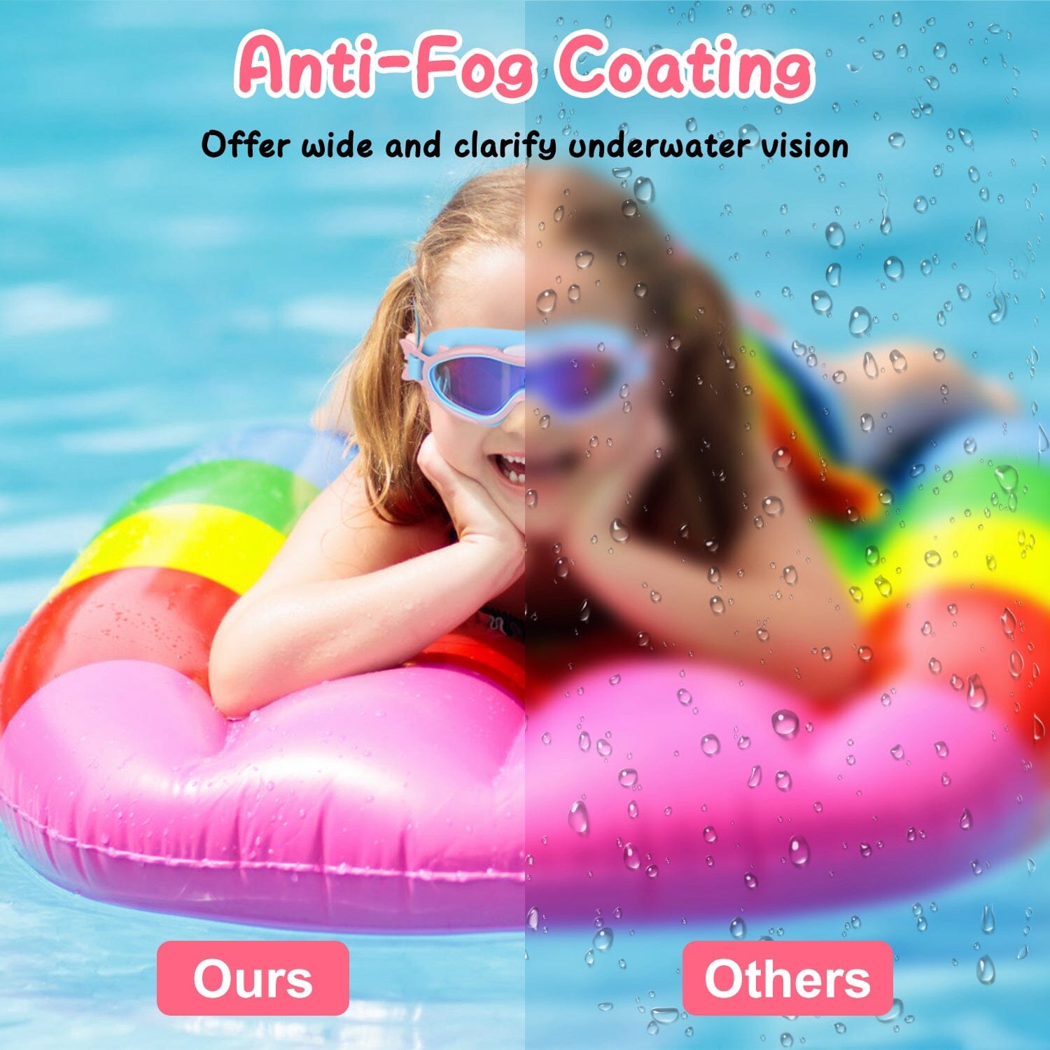 Kids Swim Goggles with Ear Plugs UV Protection Anti-Fog Leak Proof Sports & Outdoors - DailySale