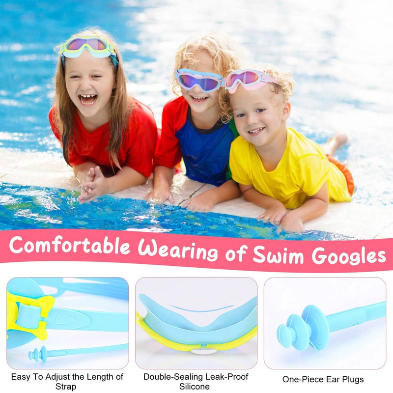 Kids Swim Goggles with Ear Plugs UV Protection Anti-Fog Leak Proof Sports & Outdoors - DailySale