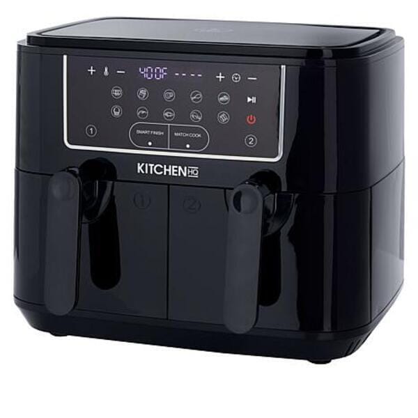 Kitchen HQ 10-in-1 9-Quart Dual Air Fryer with Kebabs (Refurbished) Kitchen Appliances Black - DailySale