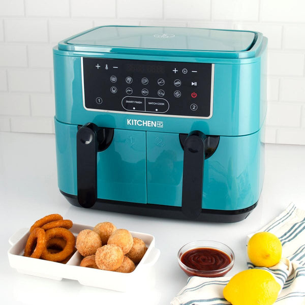 Kitchen HQ 10in1 9Quart Dual Air Fryer with Kebabs 