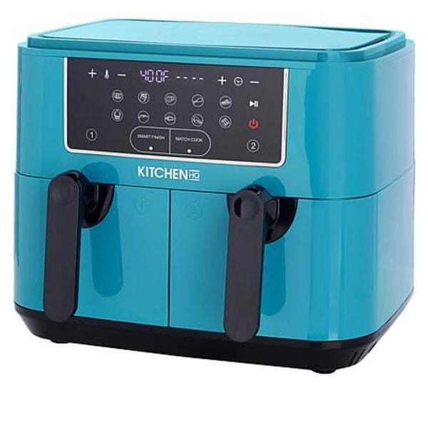 Kitchen HQ 10-in-1 9-Quart Dual Air Fryer with Kebabs (Refurbished) Kitchen Appliances Teal - DailySale