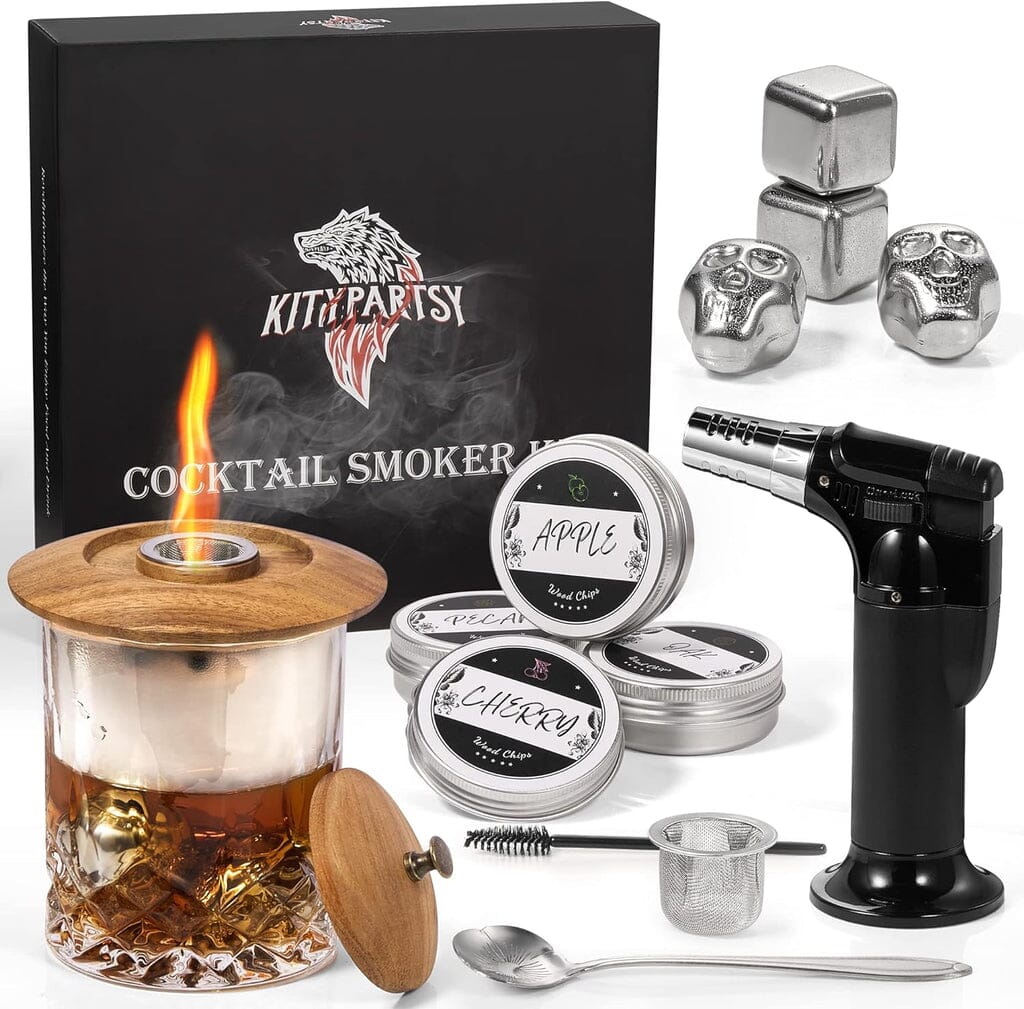 Kitypartsy Cocktail Smoker With Torch, Wood Chips, and Stainless Steel Ice Cubes Kitchen Tools & Gadgets - DailySale