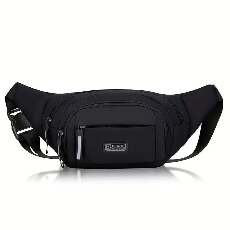 Large Capacity Crossbody Messenger Bag Fanny Pack with Reflective Zipper Strap Bags & Travel Black - DailySale