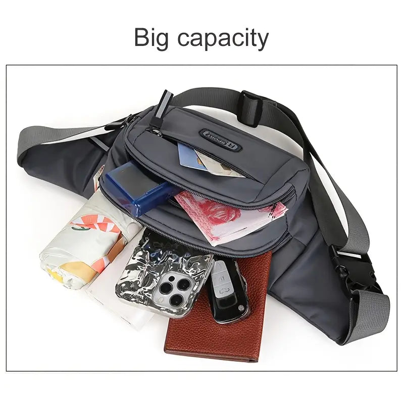 Large Capacity Crossbody Messenger Bag Fanny Pack with Reflective Zipper Strap Bags & Travel - DailySale