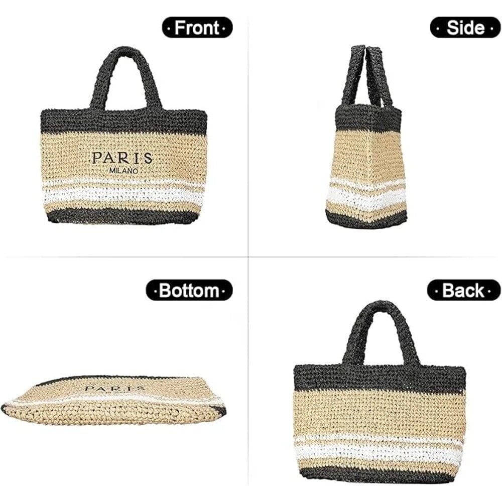 Large Straw Beach Bag – Woven Shoulder Tote Bag – Paris/Milano Bags & Travel - DailySale