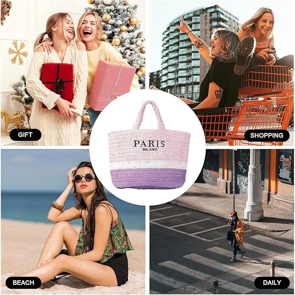 Large Straw Beach Bag – Woven Shoulder Tote Bag – Paris/Milano Bags & Travel - DailySale